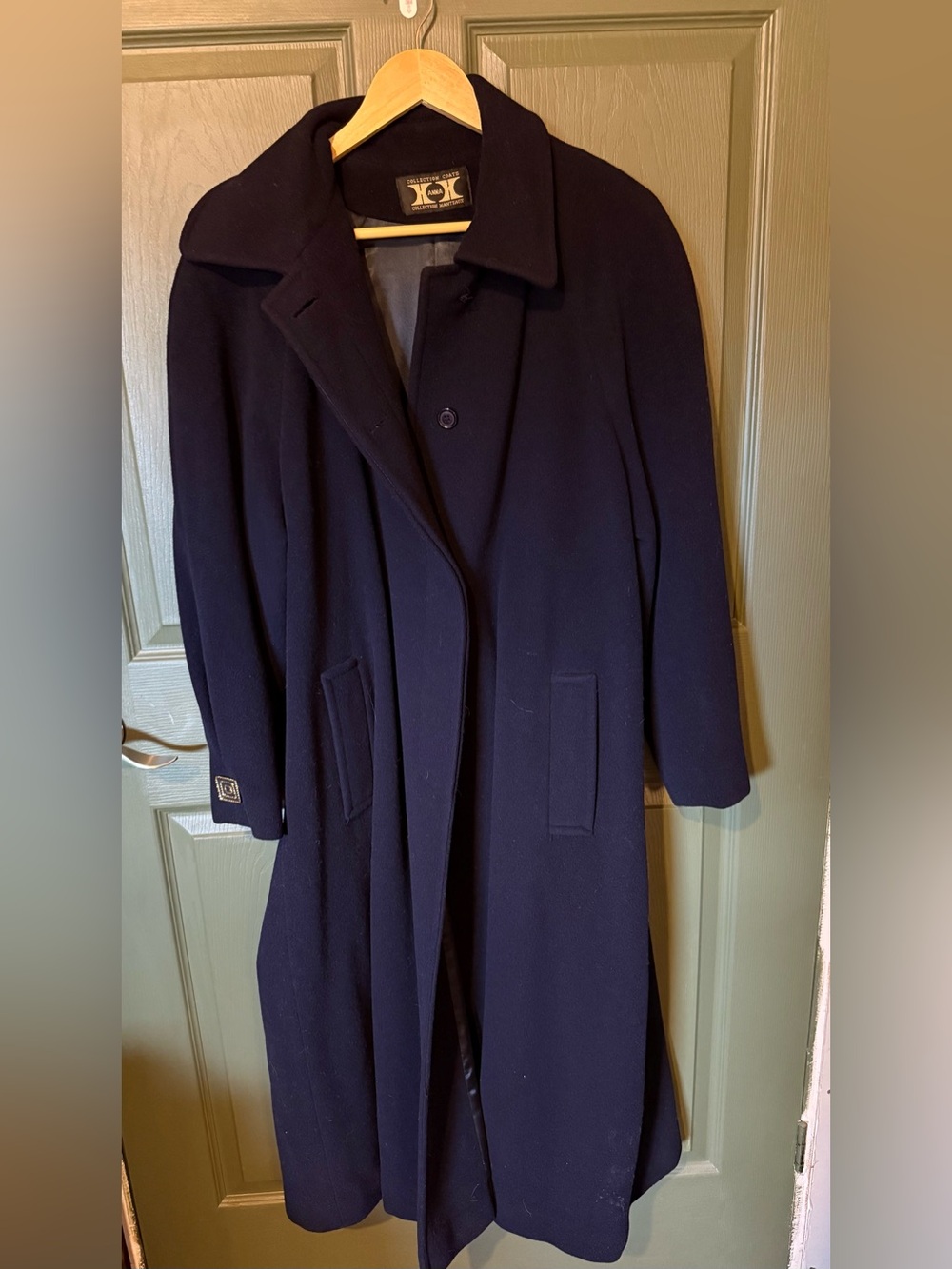 Vintage Hannah collection Navy Long Wool-Blend Trench Coat